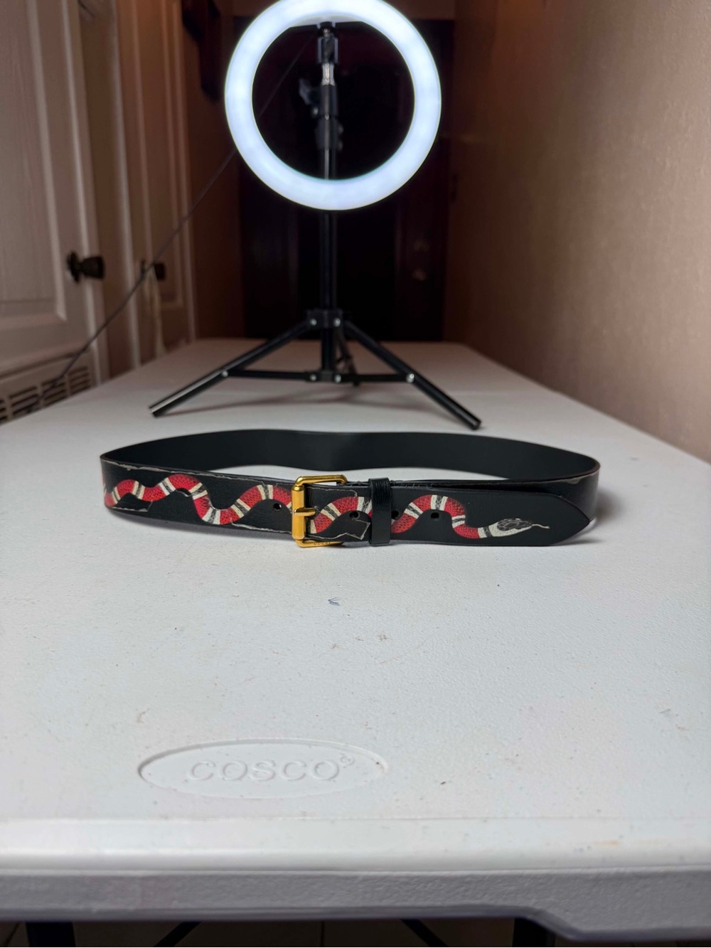 Gucci King Snake Black Belt (Rare) - See measurements damaged open in the middle